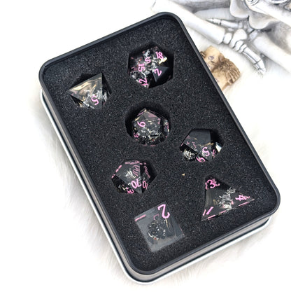 Black Dragon DnD Dice Set - Sharp Edge Resin - Dreadwing