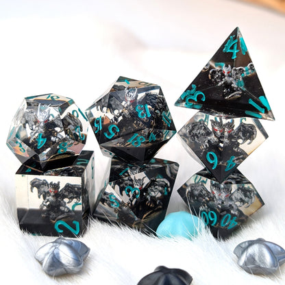 Gargoyle Dragon DnD Dice Set - Black Resin - Gargoyle's Vigil