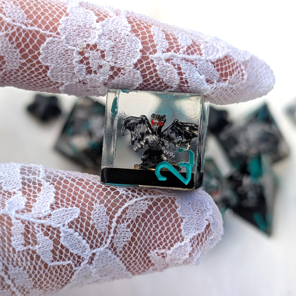 Gargoyle Dragon DnD Dice Set - Black Resin - Gargoyle's Vigil