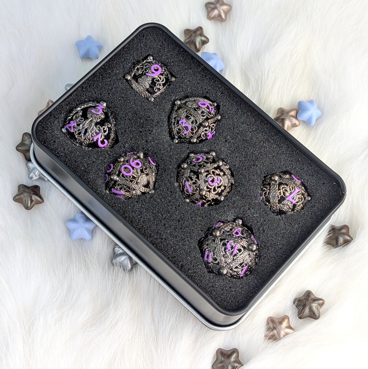 Metal Dice Set - Kraken Orb, 7-Piece Hollow Spheres