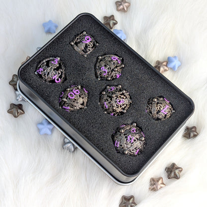 Metal Dice Set - Kraken Orb, 7-Piece Hollow Spheres