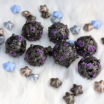 Metal Dice Set - Kraken Orb, 7-Piece Hollow Spheres