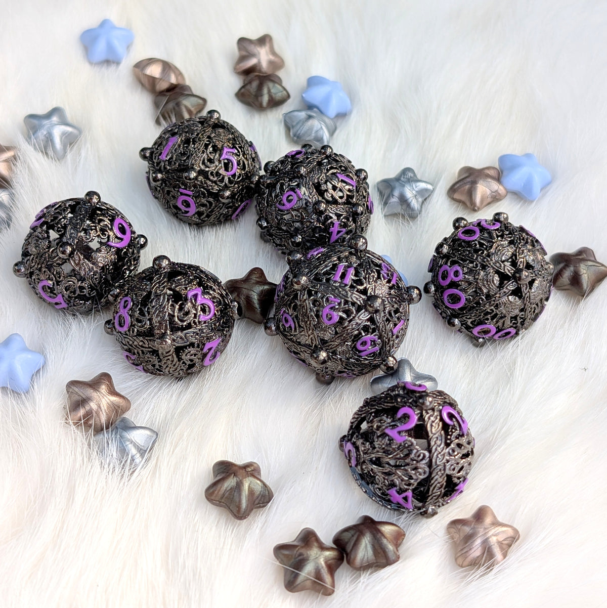 Metal Dice Set - Kraken Orb, 7-Piece Hollow Spheres