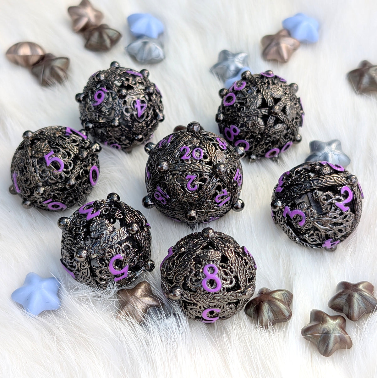 Metal Dice Set - Kraken Orb, 7-Piece Hollow Spheres