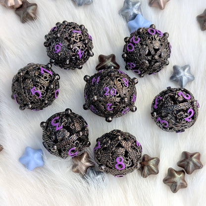 Metal Dice Set - Kraken Orb, 7-Piece Hollow Spheres