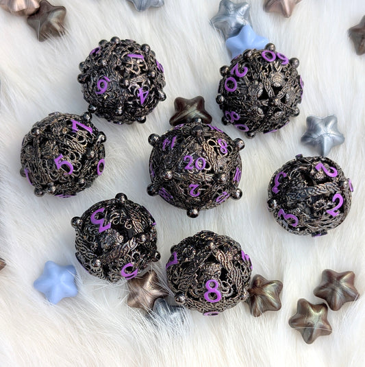 Metal Dice Set - Kraken Orb, 7-Piece Hollow Spheres