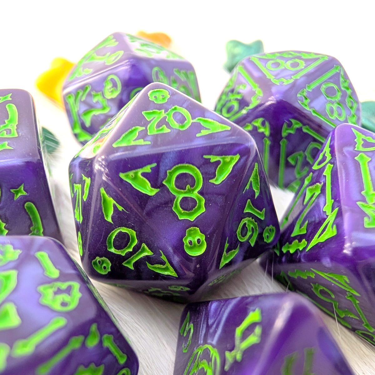 Purple Halloween DnD Dice Set - Marbled Acrylic - Moonlit Mischief