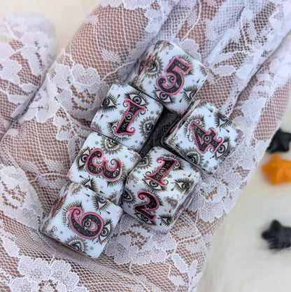 Mystic Gaze - Mystic Eye D6 Dice Set - White, Black & Pink