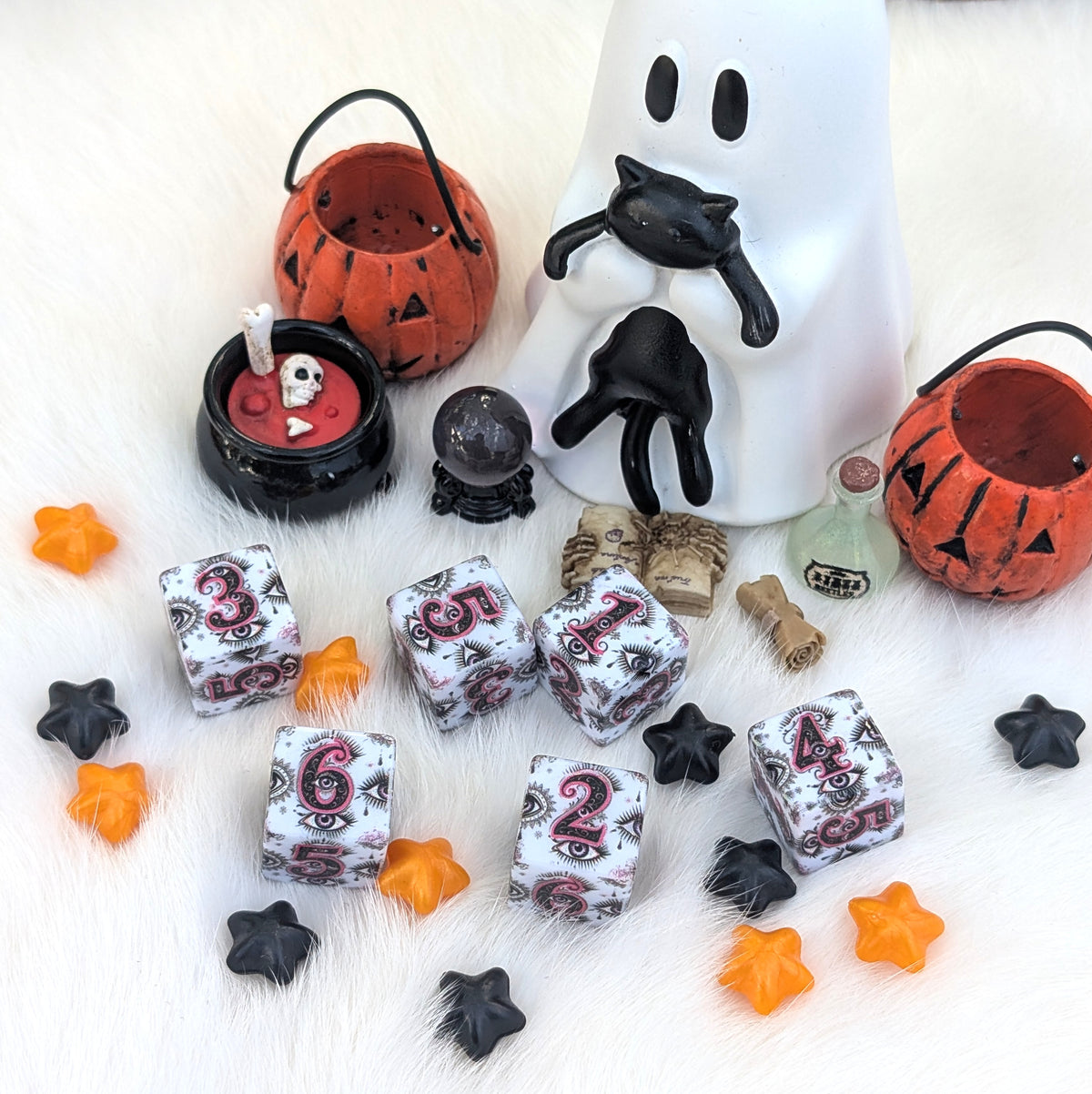 Mystic Gaze - Mystic Eye D6 Dice Set - White, Black & Pink