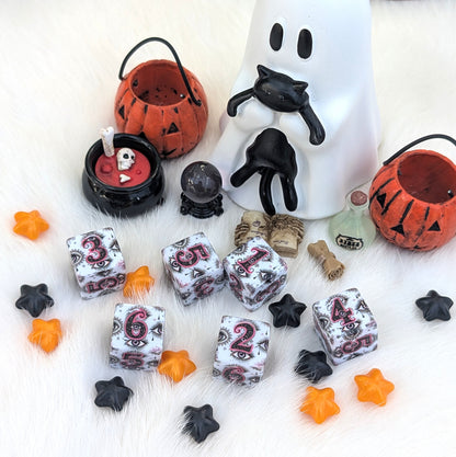 Mystic Gaze - Mystic Eye D6 Dice Set - White, Black & Pink