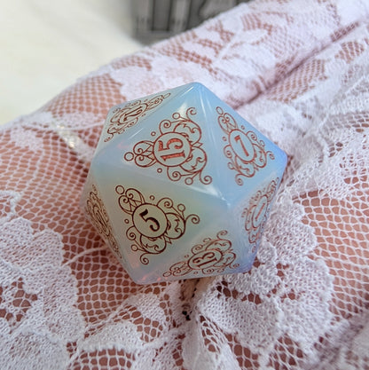 Garden Gate Opalite Gemstone DnD Dice with Copper Font | Fennek & Finch