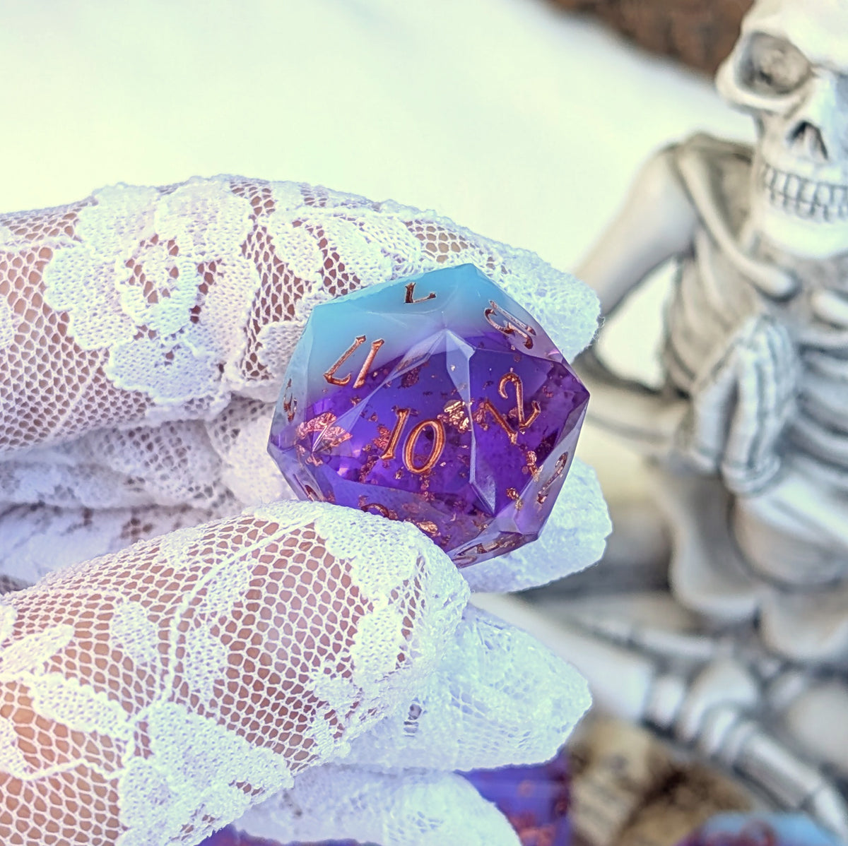 Diamond Cut DnD Dice Set - Blue & Purple Resin - Phantom Glass