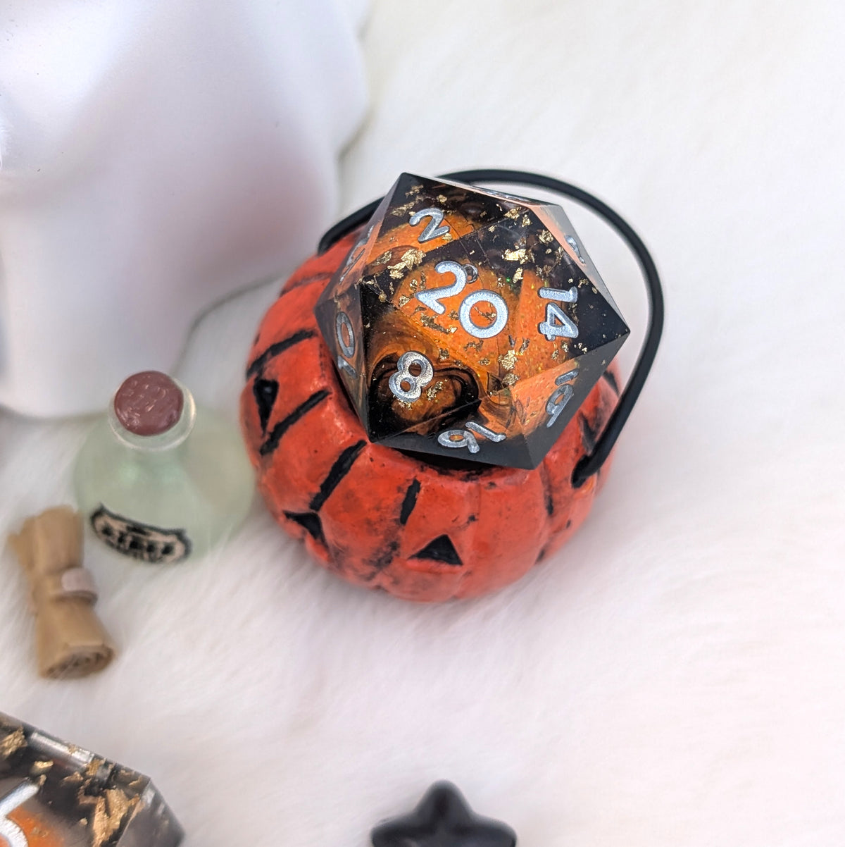 Halloween Liquid Core DnD Dice Set - Pumpkin Pyre