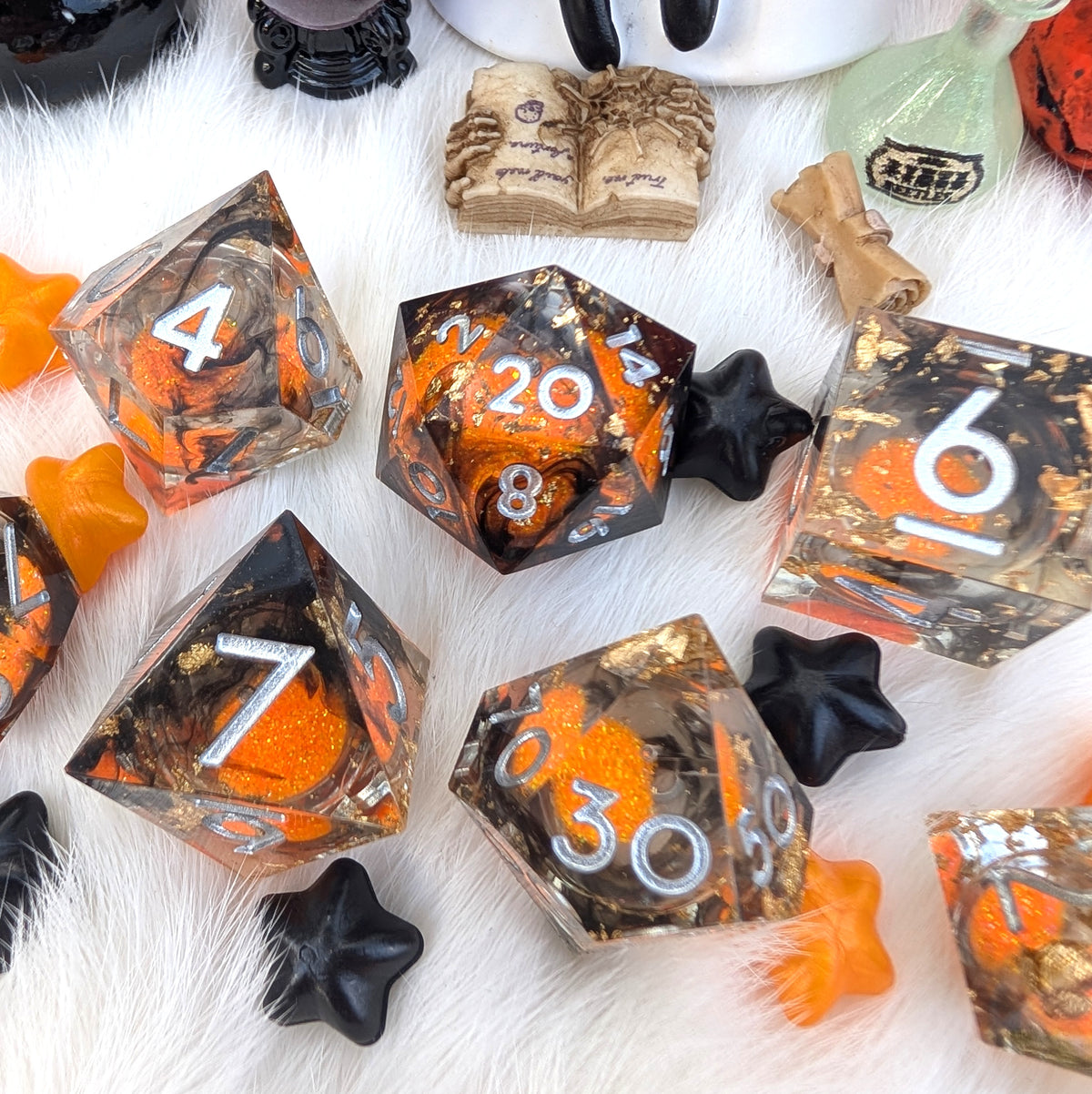 Halloween Liquid Core DnD Dice Set - Pumpkin Pyre