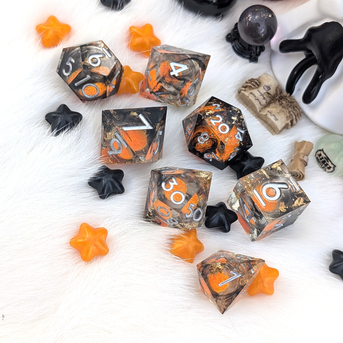 Halloween Liquid Core DnD Dice Set - Pumpkin Pyre