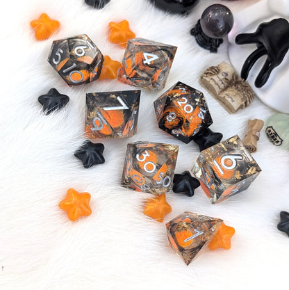 Halloween Liquid Core DnD Dice Set - Pumpkin Pyre