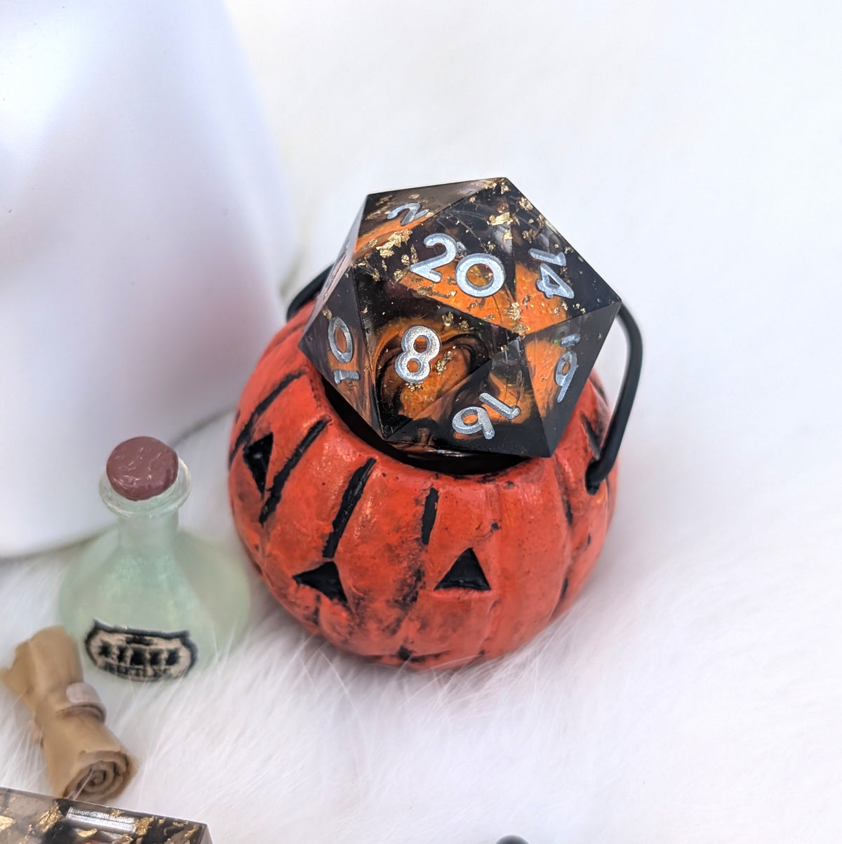 Halloween Liquid Core DnD Dice Set - Pumpkin Pyre