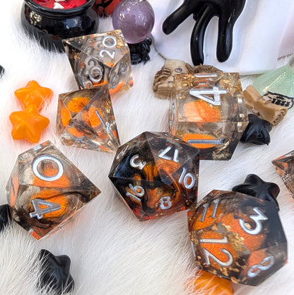 Halloween Liquid Core DnD Dice Set - Pumpkin Pyre