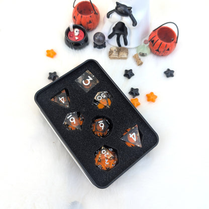 Halloween Liquid Core DnD Dice Set - Pumpkin Pyre