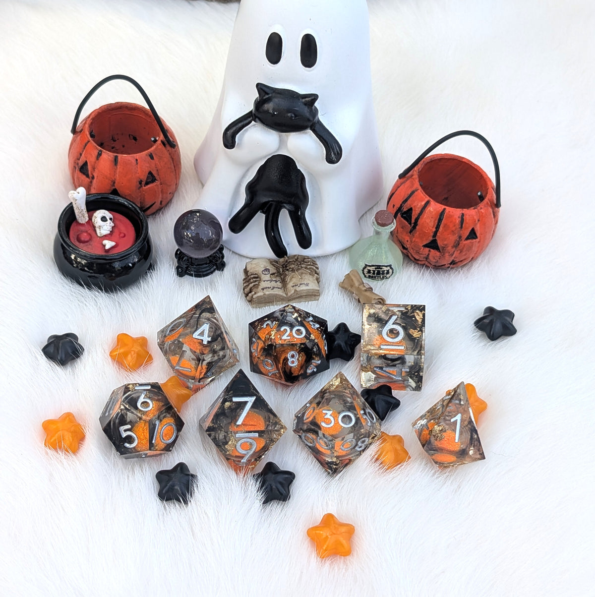 Halloween Liquid Core DnD Dice Set - Pumpkin Pyre