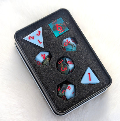 Tentacle Sharp Edge DnD Dice Set - Teal Resin - Sunken Grasp