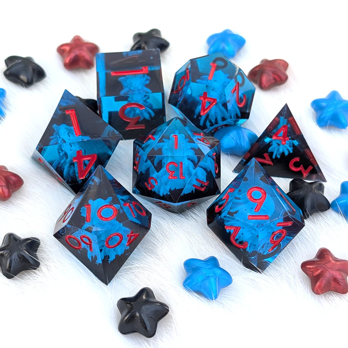 Kraken Sharp Edge DnD Dice Set - Blue & Black - The Drowned Deep