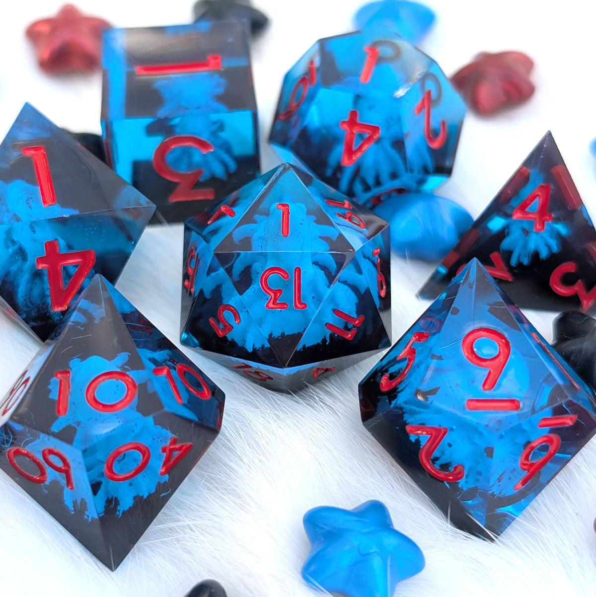 Kraken Sharp Edge DnD Dice Set - Blue & Black - The Drowned Deep