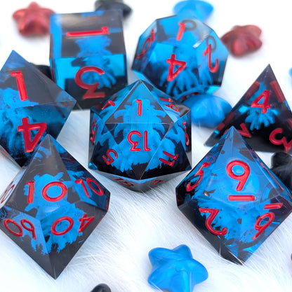 Kraken Sharp Edge DnD Dice Set - Blue & Black - The Drowned Deep