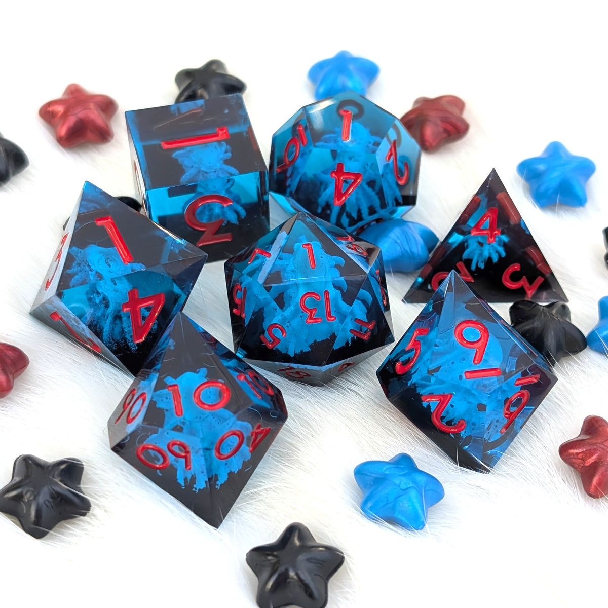 Kraken Sharp Edge DnD Dice Set - Blue & Black - The Drowned Deep