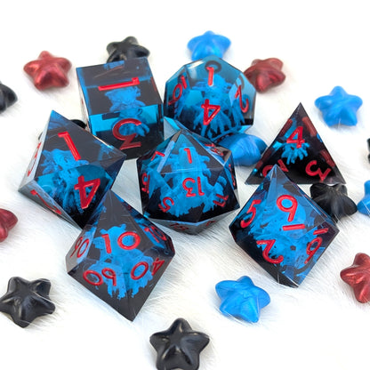 Kraken Sharp Edge DnD Dice Set - Blue & Black - The Drowned Deep