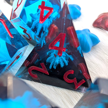 Kraken Sharp Edge DnD Dice Set - Blue & Black - The Drowned Deep