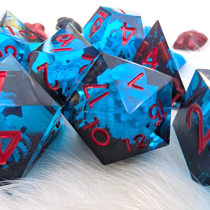 Kraken Sharp Edge DnD Dice Set - Blue & Black - The Drowned Deep