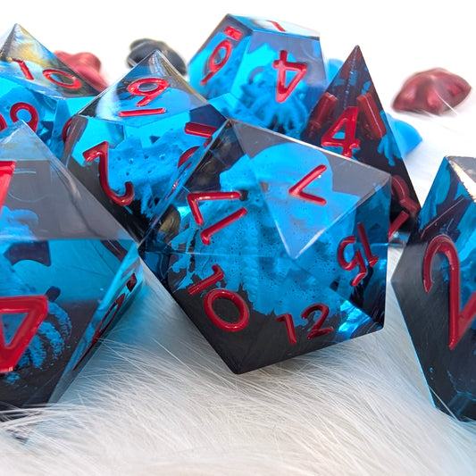 Kraken Sharp Edge DnD Dice Set - Blue & Black - The Drowned Deep