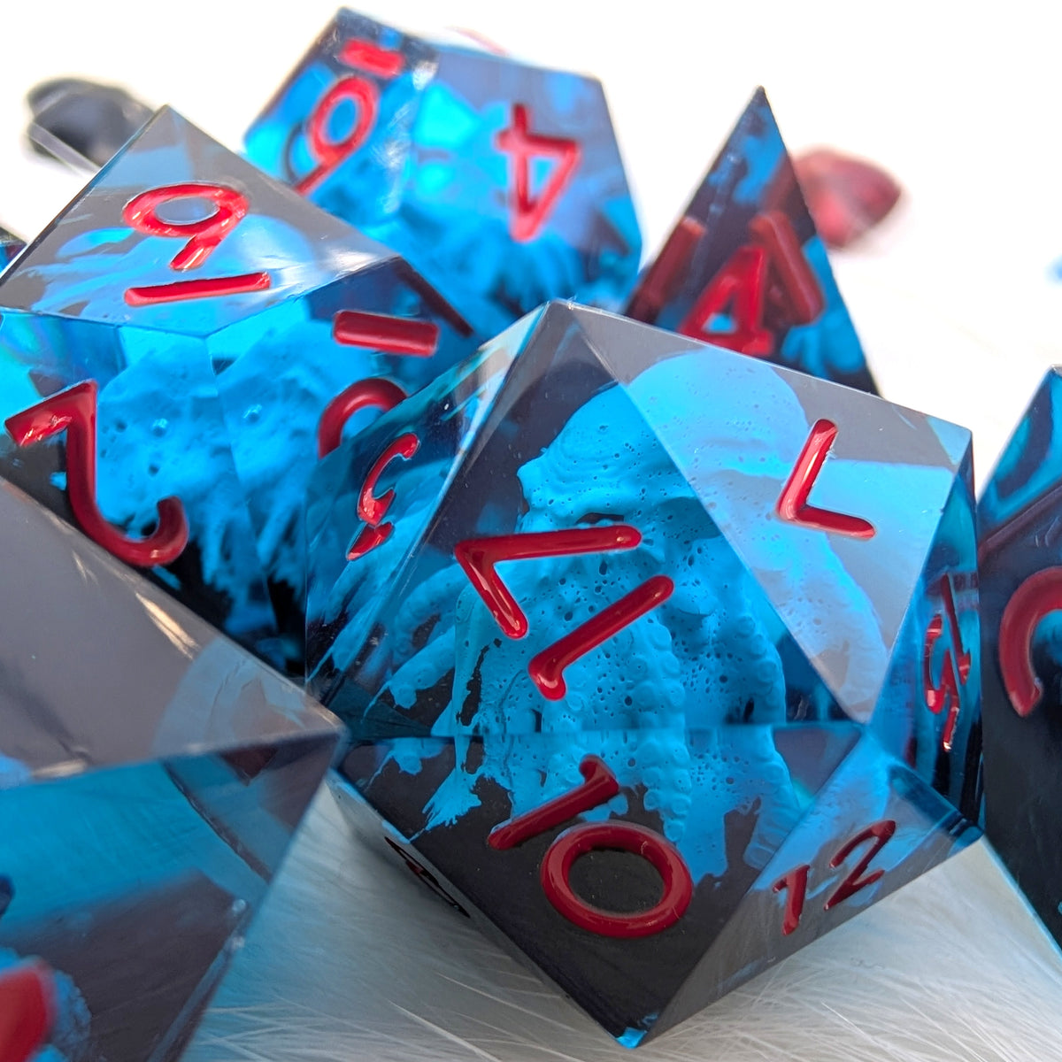 Kraken Sharp Edge DnD Dice Set - Blue & Black - The Drowned Deep
