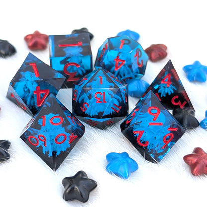 Kraken Sharp Edge DnD Dice Set - Blue & Black - The Drowned Deep