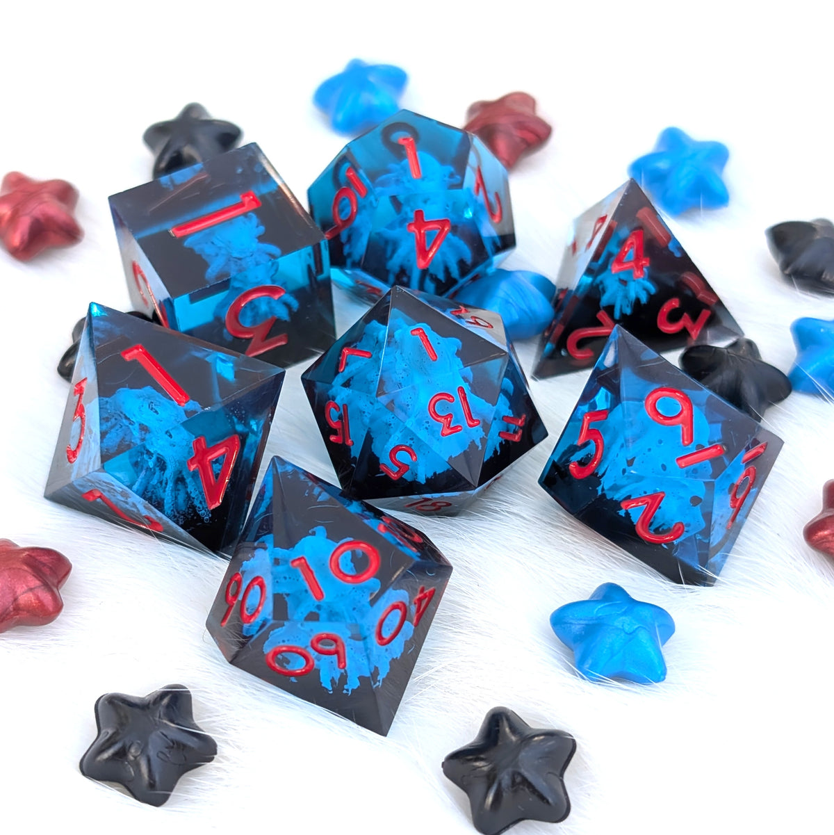 Kraken Sharp Edge DnD Dice Set - Blue & Black - The Drowned Deep