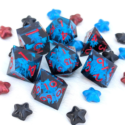 Kraken Sharp Edge DnD Dice Set - Blue & Black - The Drowned Deep