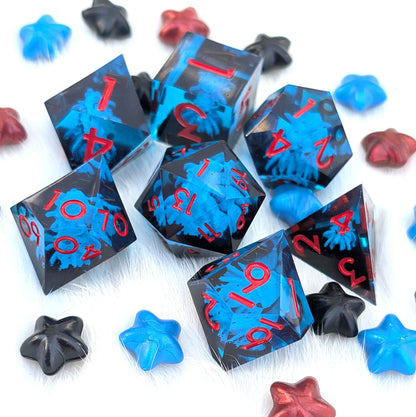 Kraken Sharp Edge DnD Dice Set - Blue & Black - The Drowned Deep