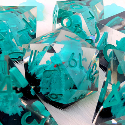 Kraken Sharp Edge DnD Dice Set - Teal & Black - Tidebound Terror