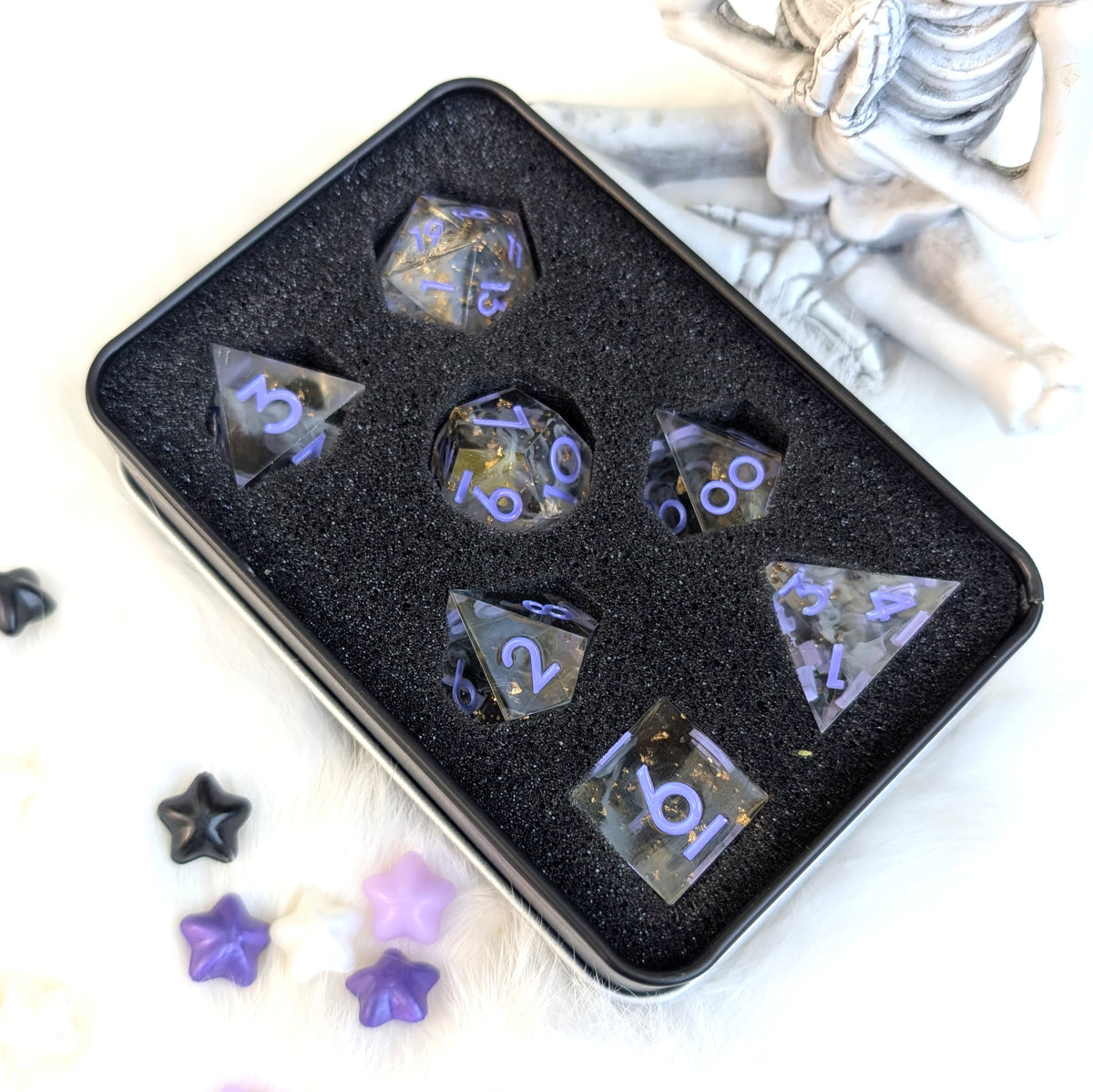 Sharp Edge DnD Dice Set - Black & White Ink - Witch's Omen