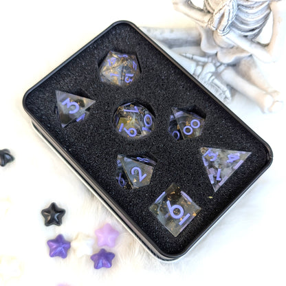 Sharp Edge DnD Dice Set - Black & White Ink - Witch's Omen