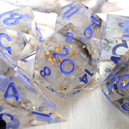 Sharp Edge DnD Dice Set - Black & White Ink - Witch's Omen