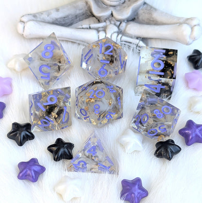 Sharp Edge DnD Dice Set - Black & White Ink - Witch's Omen
