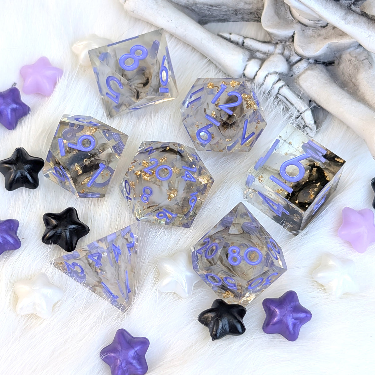 Sharp Edge DnD Dice Set - Black & White Ink - Witch's Omen