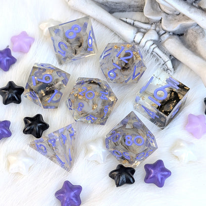 Sharp Edge DnD Dice Set - Black & White Ink - Witch's Omen