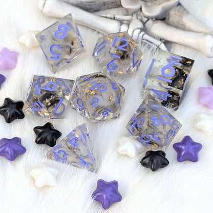 Sharp Edge DnD Dice Set - Black & White Ink - Witch's Omen