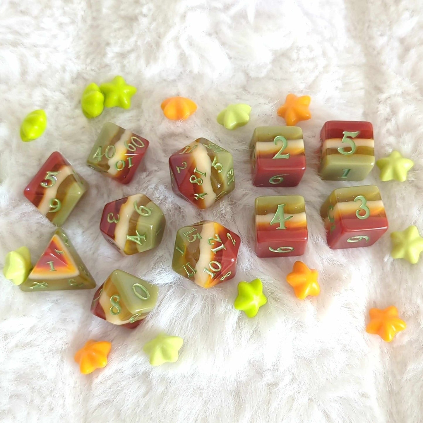 Autumn Arbor Dice Set – 7 and 11-Piece Fall Layered DnD Dice | Fennek & Finch Dice Sets & Games Fennek and Finch