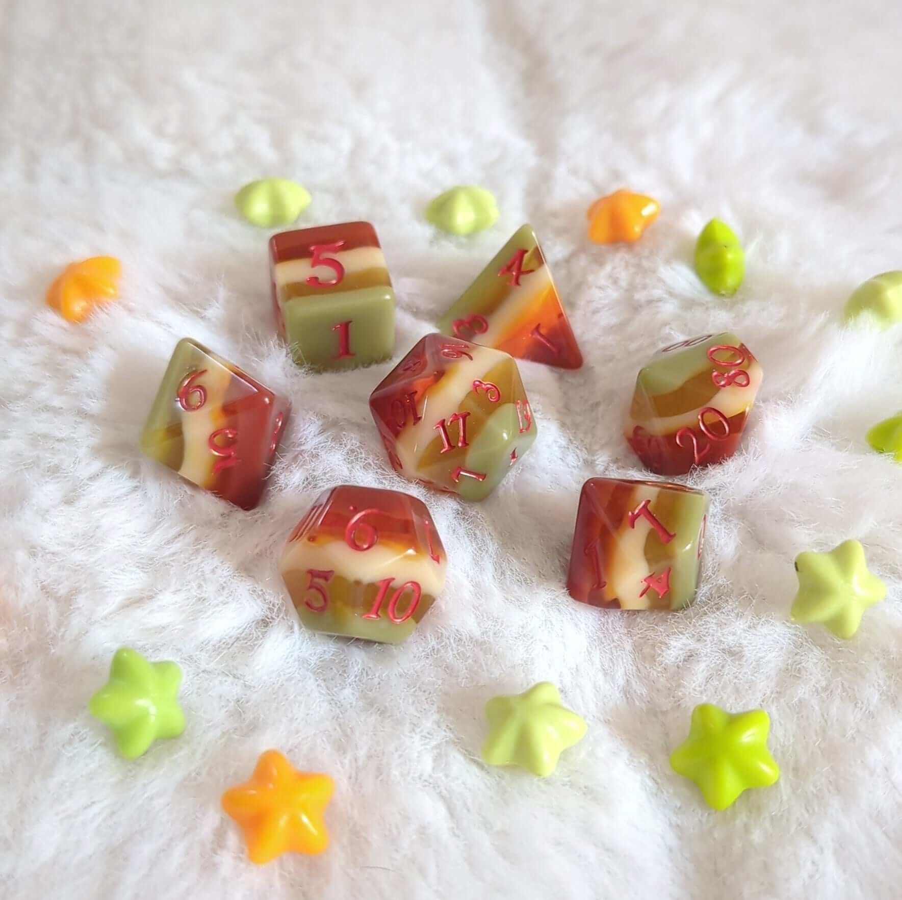 Autumn Arbor Dice Set – 7 and 11-Piece Fall Layered DnD Dice | Fennek & Finch Dice Sets & Games Fennek and Finch