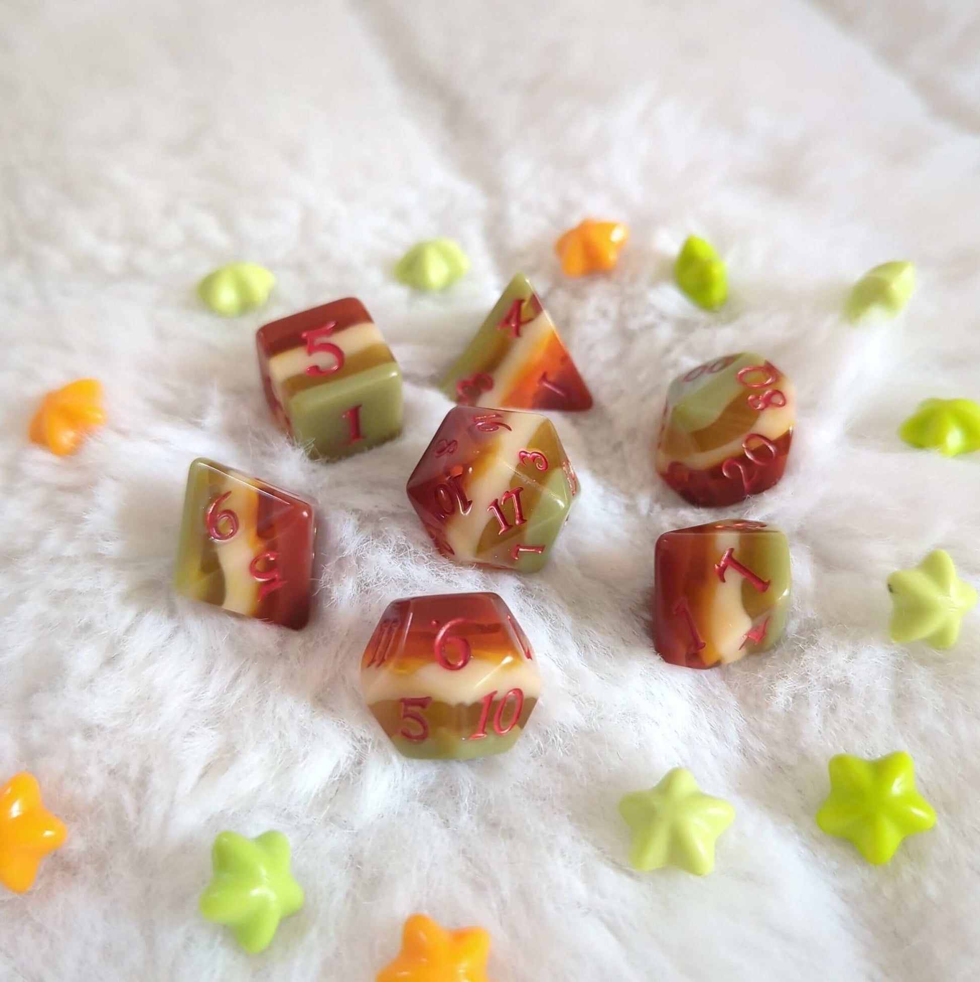 Autumn Arbor Dice Set – 7 and 11-Piece Fall Layered DnD Dice | Fennek & Finch Dice Sets & Games Fennek and Finch