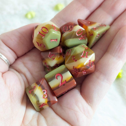 Autumn Arbor Dice Set – 7 and 11-Piece Fall Layered DnD Dice | Fennek & Finch Dice Sets & Games Fennek and Finch